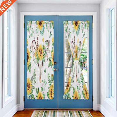Sunflower Flowers Horns Feathers Leaves Door Curtains Decor