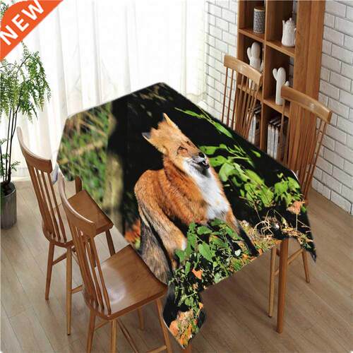 Animal Fox Decor Table Cloth Cartoon Rectangular Waterproof
