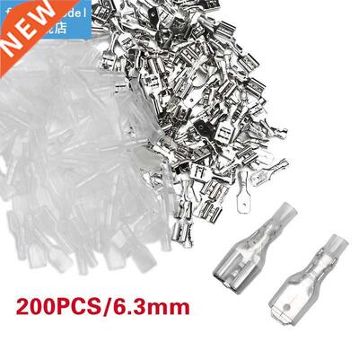 200Pcs 6.3mm Insulated Electrical Wire Crimp Terminal Spade