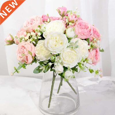 Pink Silk Peony Artificial Flowers Rose Wedding Home  Dec