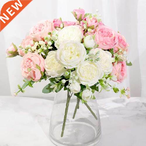 Pink Silk Peony Artificial Flowers Rose Wedding Home  Dec