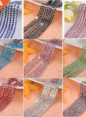 1yard/piece 30colors glass crystal Rhinestone Chain,silver b