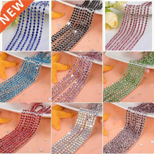 1yard/piece 30colors glass crystal Rhinestone Chain,silver b
