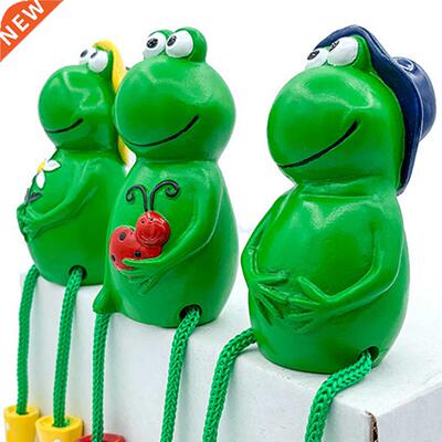 Pack of 3 Frog Figurines Sitting Statue Dangling Legs