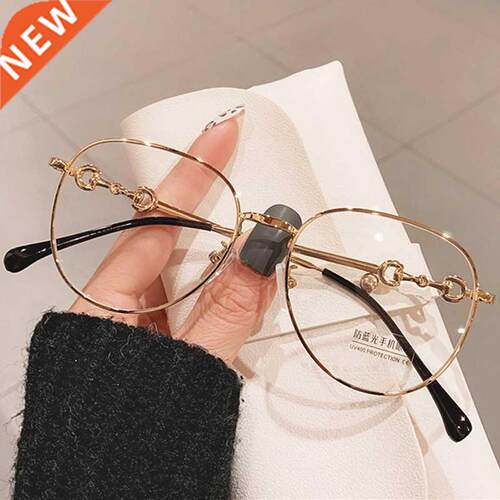 Vintage New Oval Metal Frame Glasses Women Fashion Optical M
