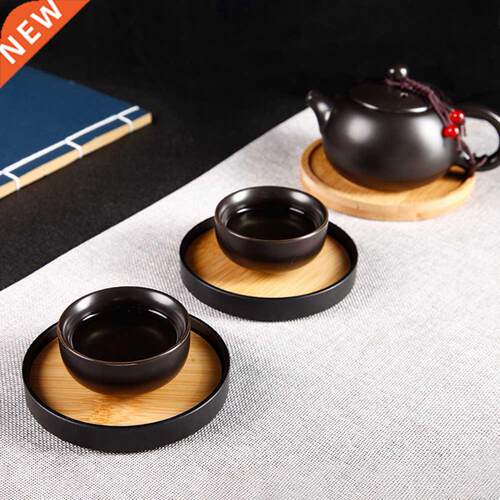 5pcs Wood Round Coasters Non-slip Mug Mat Household Kitchen