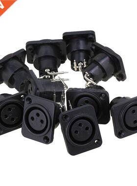 10pcs Black XLR 3pin Female Jack Panel Mount Chassis PCB