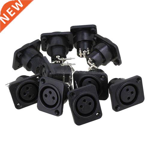 10pcs Black XLR 3pin Female Jack Panel Mount Chassis PCB