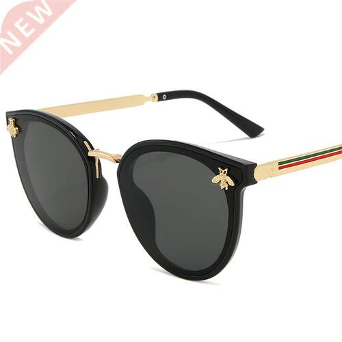 2022 Luxury Women Sunglasses Oval Metal Frame Little Bee Men