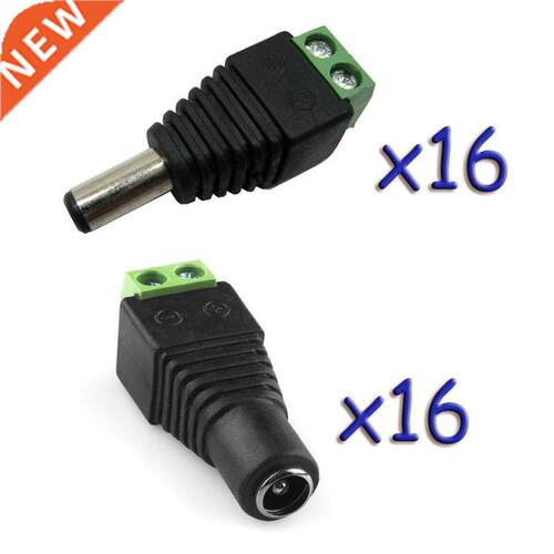 16 Pairs Male and Female 2.1x5.5mm DC Power Plug Jack Adapte