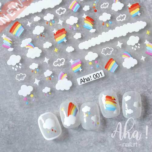 1Pcs Colorful Flowers/Rainbow/Clouds Nail Art Decorations St