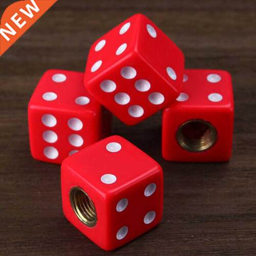 Red Dice Tire Air Valve Stem Caps for Car Truck Bike ATV Whe