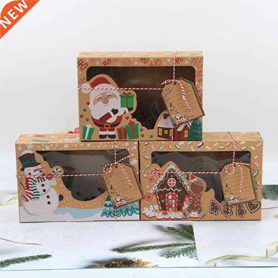 12Pcs Kraft Paper Christmas Cookie Boxes Santa Claus