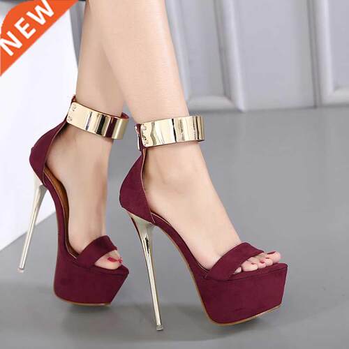 Aneikeh Ankle Strap Heels Platform Sandals Party Shoes For W