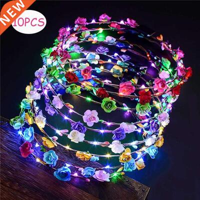 10 Glowing Garland Wedding Party Crown Flower Headband LED L