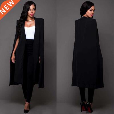2018 Solid color long section large cloak XL women's blazer