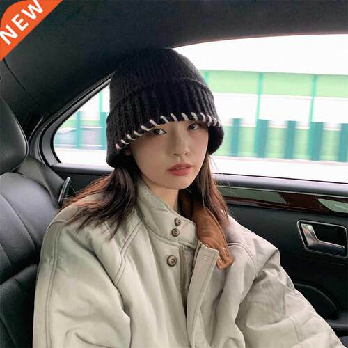Thick Cashmere Knitted Hat Women's Warm Woolen Fishe