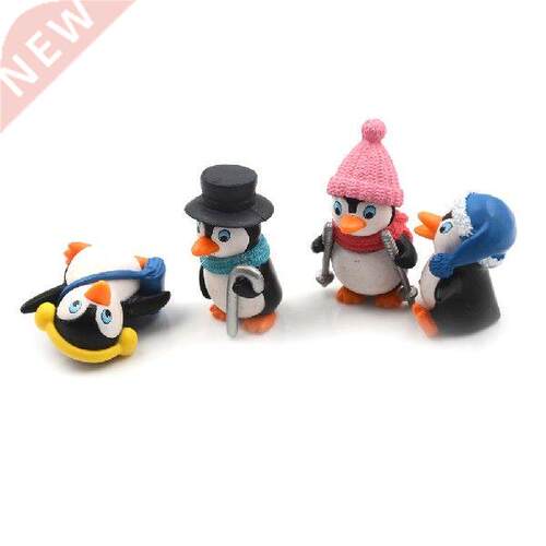 4PCS Winter Penguin Miniature figurine Mini Christmas