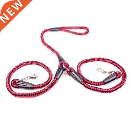 Strong Nylon Ribbon Double Dog Leash One Drag Braided