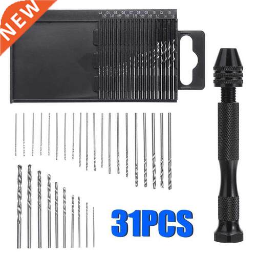 30Pcs HSS Micro Drill Bit Set 0.3-3mm + Hand Twist Push Dril