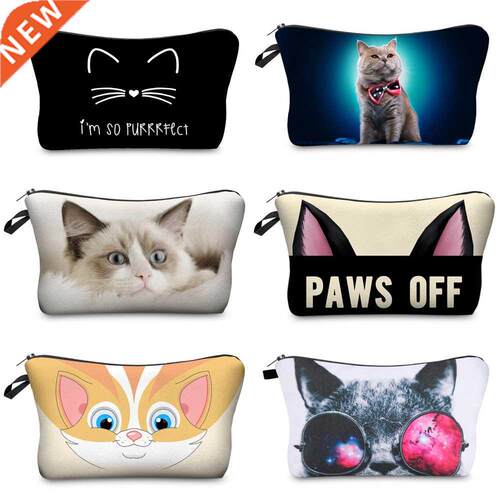Jom Tokoy cosmetic orzer bag Pure black Cute cat prints