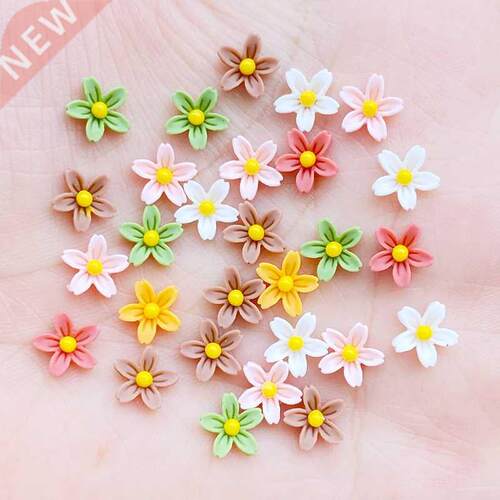 100Pcs New Cute Mixed Mini Flower Flat Back Resin Cabochons