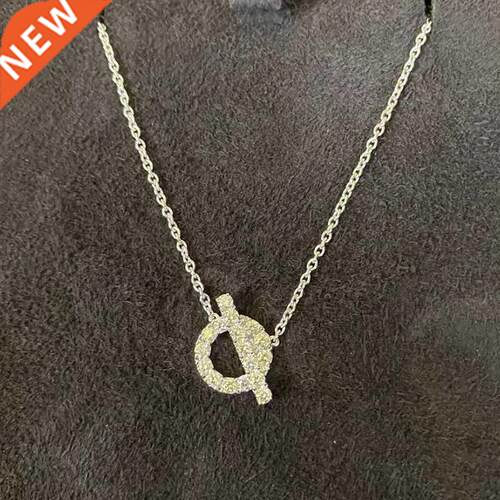 925 Sterling Silver Finesse Necklace Women's Round Inlaid Zi