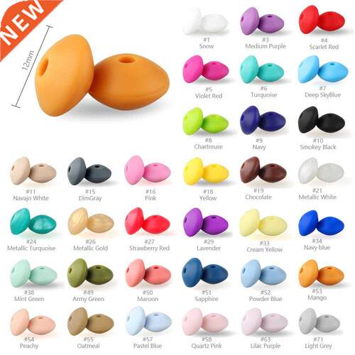 50Pcs Pearl Silicone Beads 12mm Perle Silicone Dentition