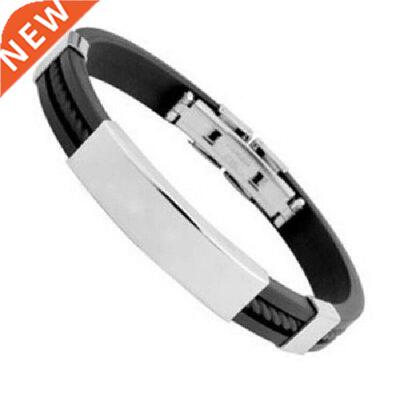 Fashion Men Women Bracelet 2021 Cool Stainless Steel Rubber