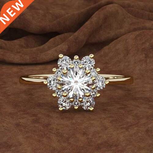 Fashion Engagement 18K Gold Natural Gemstone Diamond Snowfl