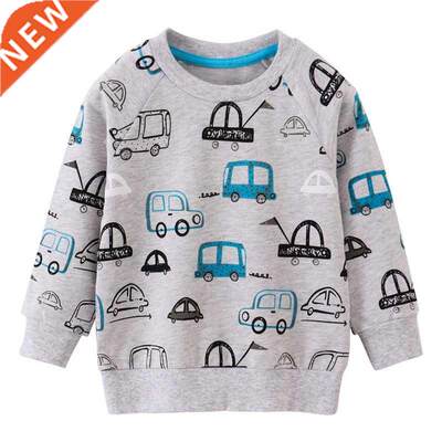 Jumping Meters Autumn Spring Kids Sweatshirts With Cars Prin