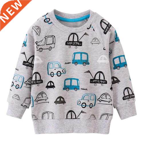 Jumping Meters Autumn Spring Kids Sweatshirts With Cars Prin