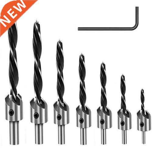 7Pcs Woodworking Counter Sinker Bits Wood High-Speed Carbon