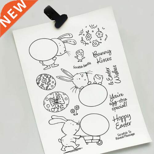 Happy Easter Egg Rabbit Blessing words Silicone Clear Seal S