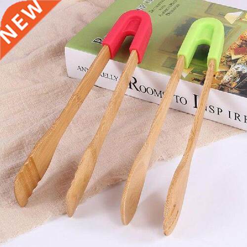 Bamboo Food Toaster Tongs Wooden Salad Cake Snack Clip Grip
