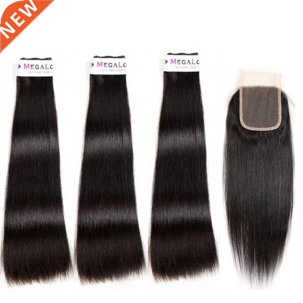 Bone Straight Hair Bundles With Closure Human Peruvian Hair