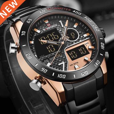 NAVFORCE Men's Watch Fashon Sport Full Steel Quartz Wrst