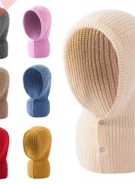 Winter Womans Hats Unisex Knitted Hooded Neck Collar Cap Bea