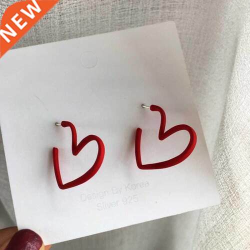 Daily Red Hearts Girls Hoop Earrings Love Funny Bohemian Ear
