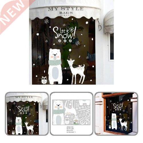 Large Christmas Bear Elk Wall Stickers Window Glass
