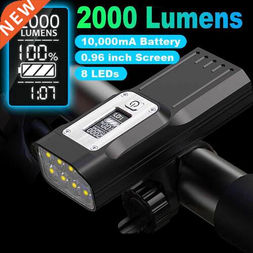 NEWBOLER 8 LEDs Bike Light Power Display 2000 Lumen 10000mA