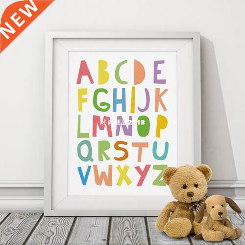 ABC Alphabets Canvas Painring Mulit Cors Typography Nurser