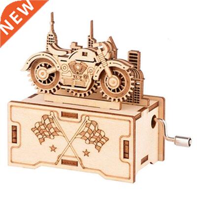Creative DIY Motorcycle Music Box Wooden Model Building Kits