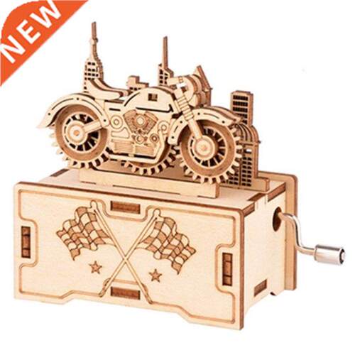 Creative DIY Motorcycle Music Box Wooden Model Building Kits