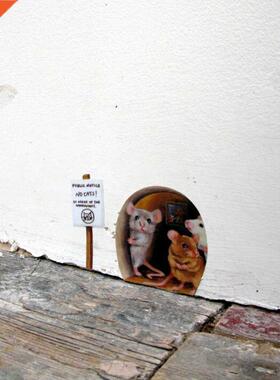 Funny Mouse Hole Wall Stickers Kitchen Bedroom Baseboard Hom