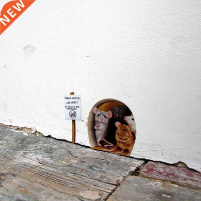 Funny Mouse Hole Wall Stickers Kitchen Bedroom Baseboard Hom