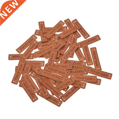 Lychee Life 50pcs Handmade Letter Pattern PU Leather Tags Re