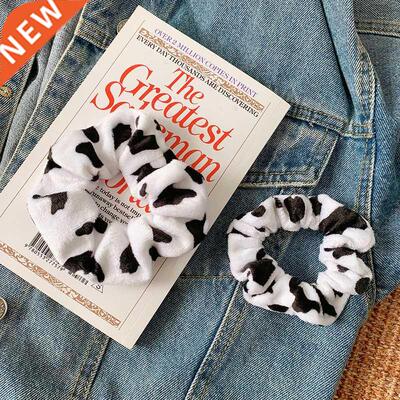Cow Pattern Velvet Hair Ring Scrunchie Women Girls Elastic H