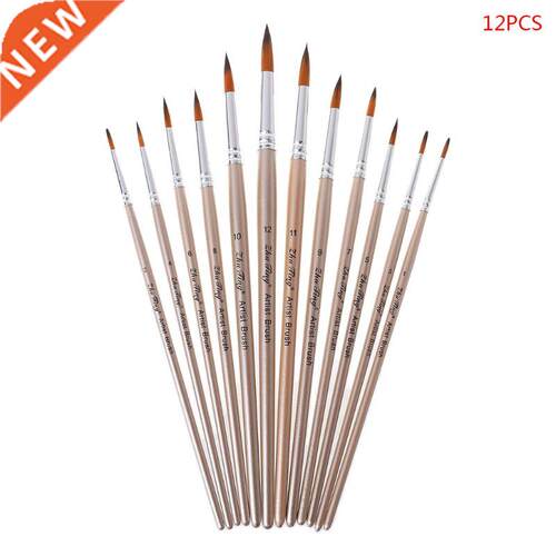 12pcs/set Spike Paint Brushes Fine Nylon Hair Watercolor Gou