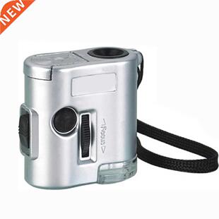 Mini 60X Pocket Microscope Jewelry Magnifier Loupe Glass LED